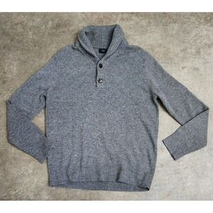 J. Crew Sweater Men's Large Gray Shawl Collar Lambswool Long Sleeve